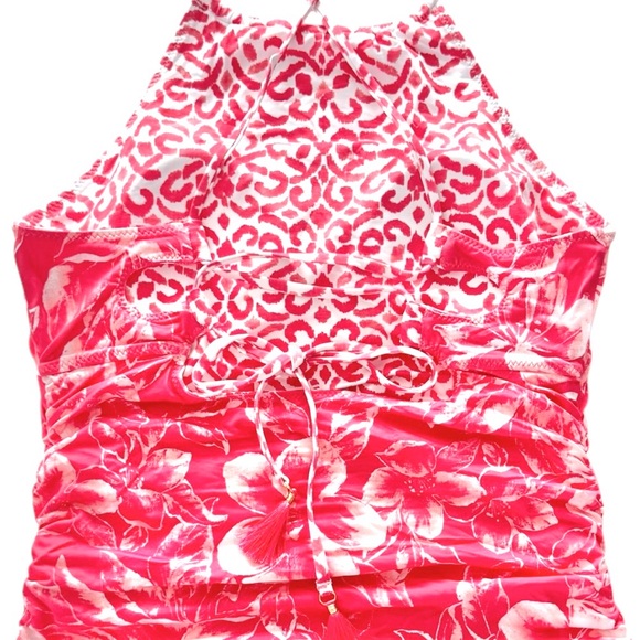 Tommy Bahama Scrolls Reversible High Neck Tankini -Coral Coast - Picture 8 of 12